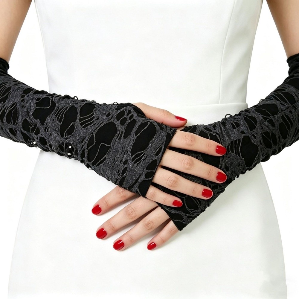 Long Punk Gloves Distressed St - đánh giá và giá Fingerless Glove Knit