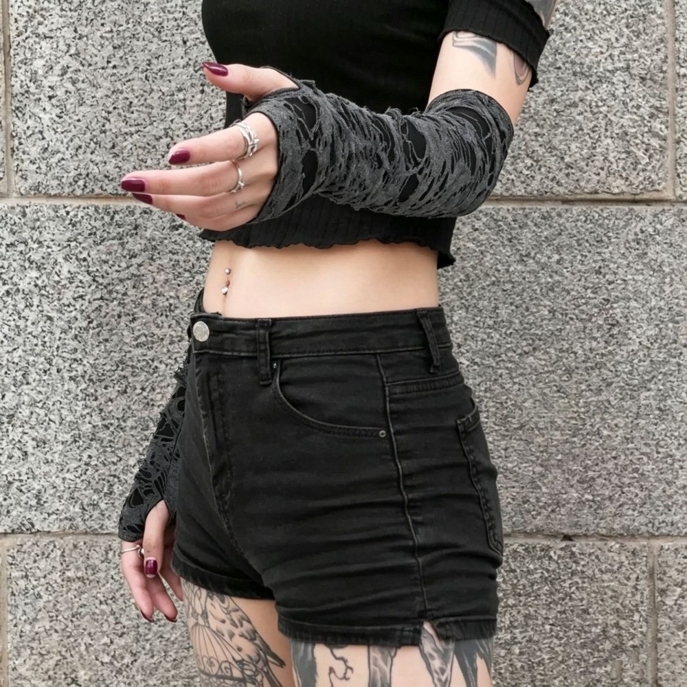 Long Punk Gloves Distressed St - đánh giá và giá Fingerless Glove Knit